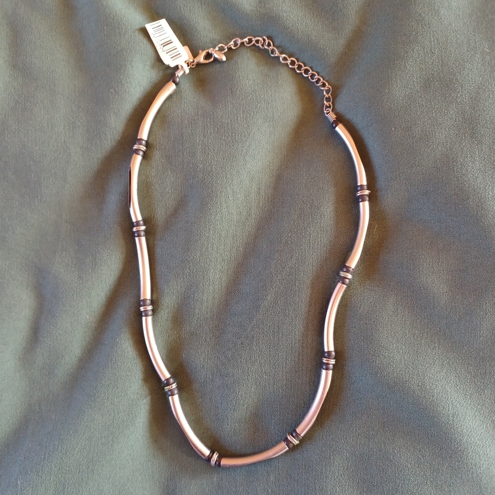 NWT Silver And Black Adjustable Necklace